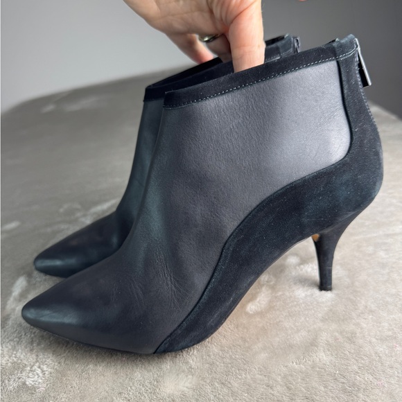 Loeffler Randall‎ Reese Bootie Black Leather/Suede - Size 7 Heel Sexy Minimalist - Picture 10 of 11